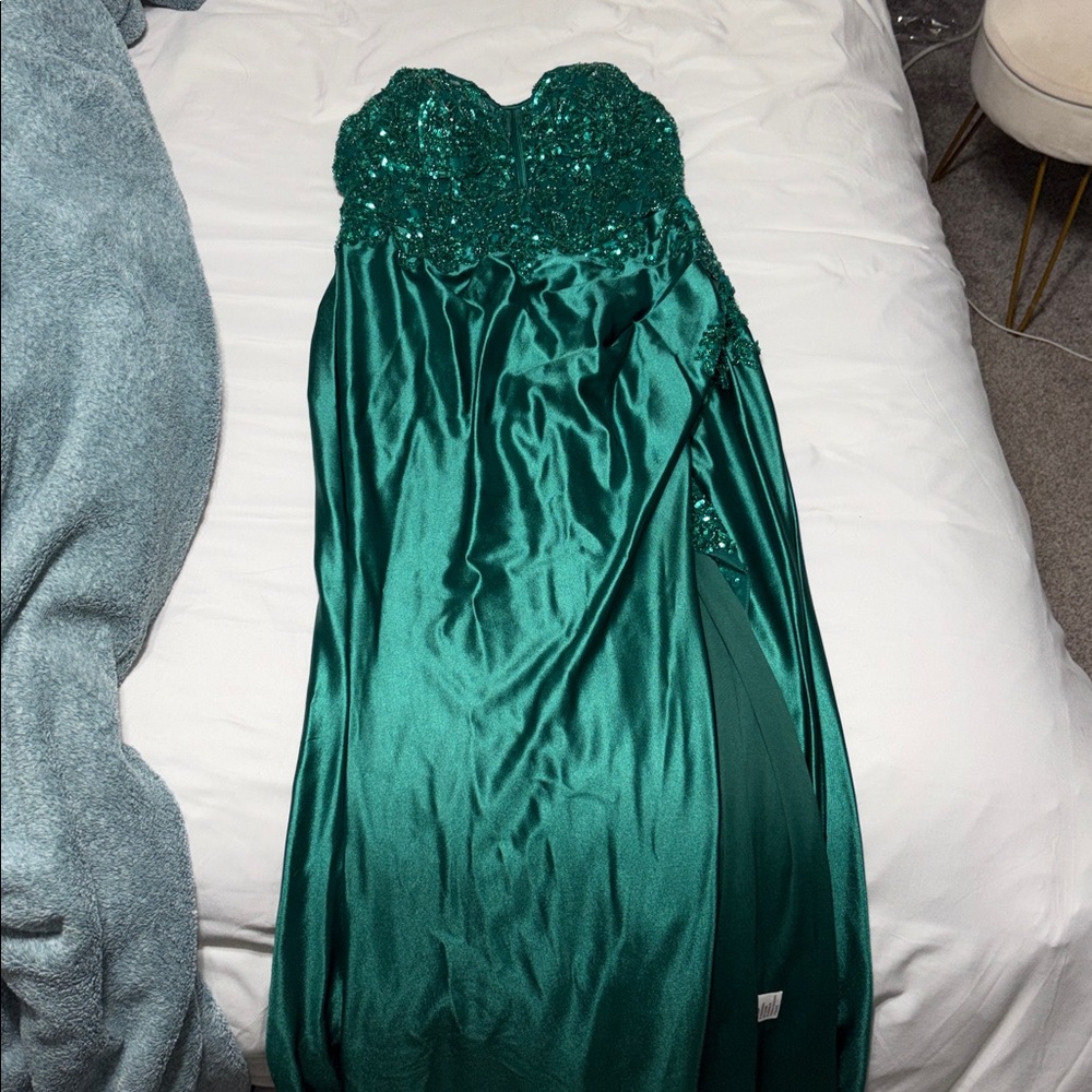 Elegant Green Satin Dress